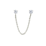 Double Stud Crystal Earrings Long Chain for Women Female