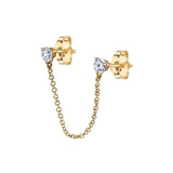 Double Stud Crystal Earrings Long Chain for Women Female