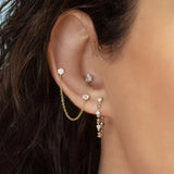 Double Stud Crystal Earrings Long Chain for Women Female