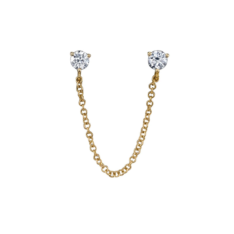 Double Stud Crystal Earrings Long Chain for Women Female