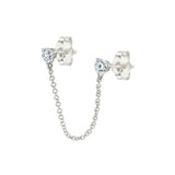 Double Stud Crystal Earrings Long Chain for Women Female