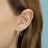 Double Stud Crystal Earrings Long Chain for Women Female
