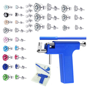 Stainless Steel Ear Piercing Gun with Crystal Stud Earring Set