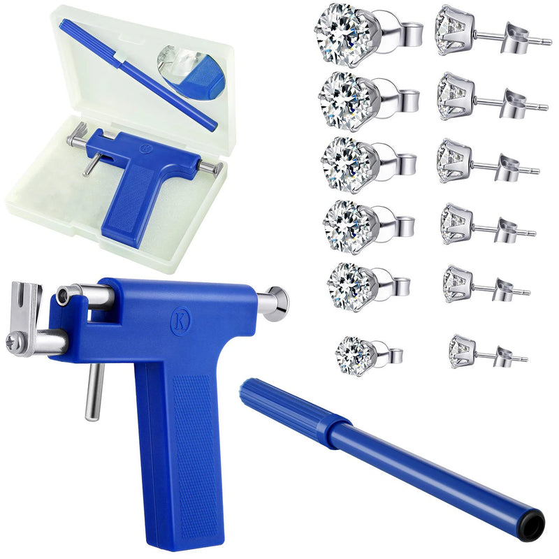 Stainless Steel Ear Piercing Gun with Crystal Stud Earring Set