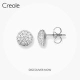 Ball CZ Pave Stud Earrings, 925 Sterling Silver Princess Gift