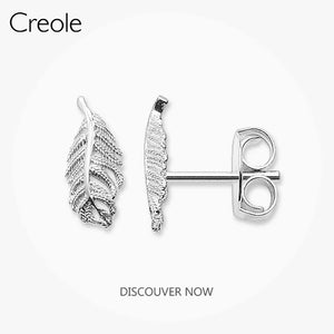 Feather Ear Stud Earrings 925 Sterling Silver Gift For Women Men