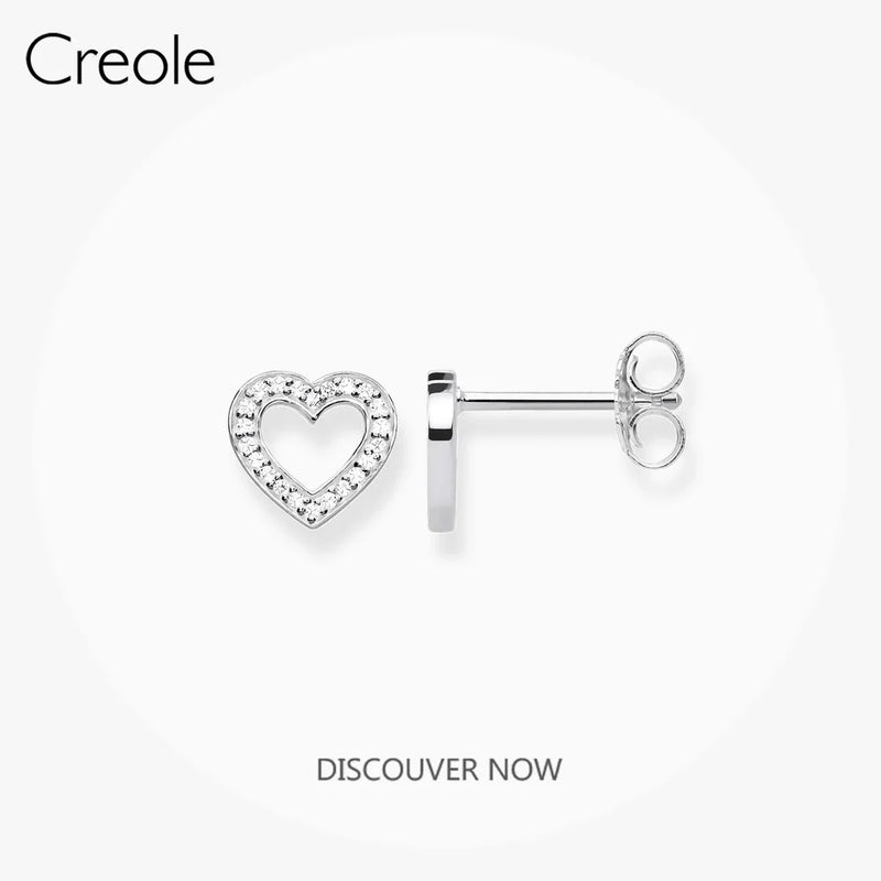 Heart Hollow Sterling Silver Ear Studs