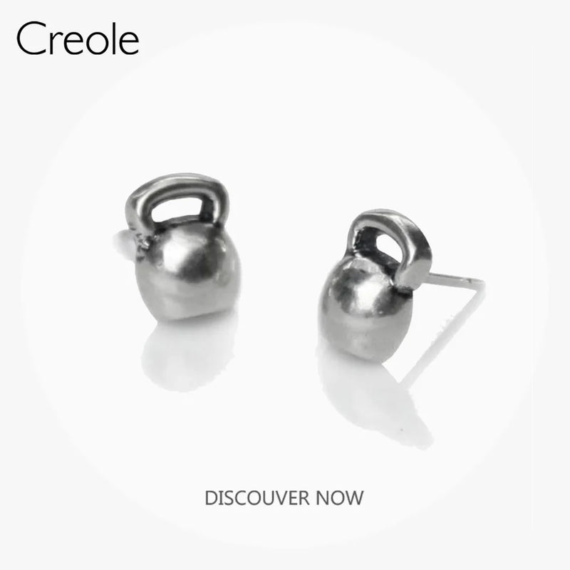Kettlebell Ear Studs 925 Sterling Silver Sport Gift