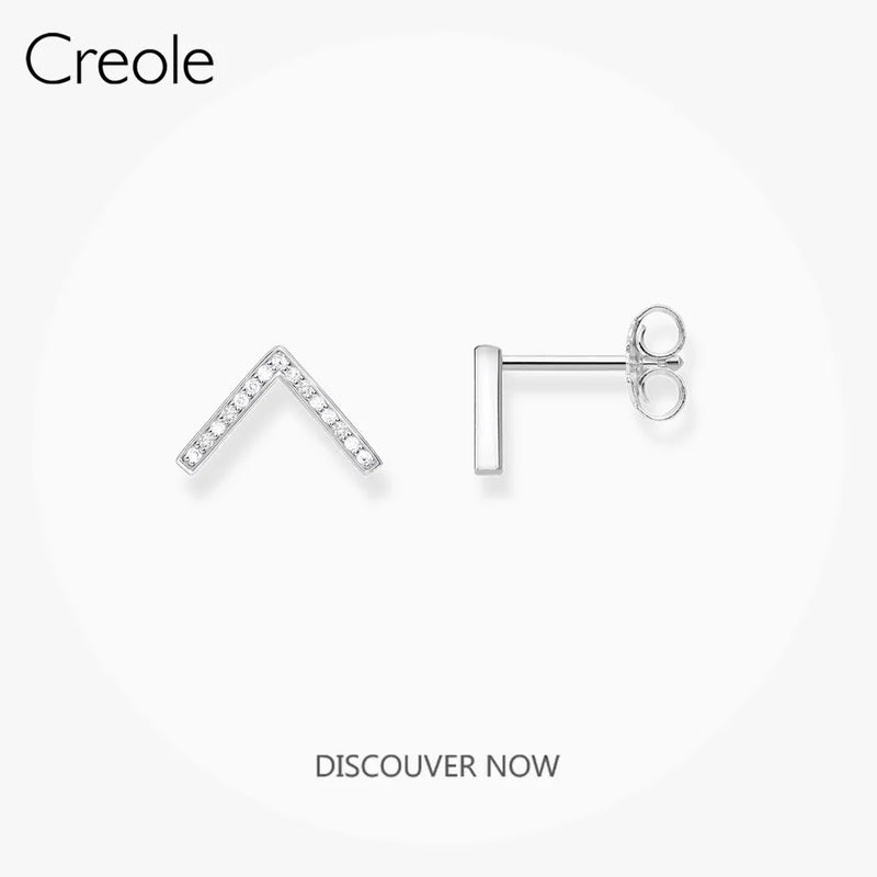 925 Sterling Silver V Ear Stud Earrings Classic Gift