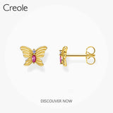 925 Silver Butterfly Ear Studs for Women, Vintage Bijoux Earrings Gift