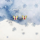 Golden Butterfly Ear Stud 925 Sterling Silver Women Earrings