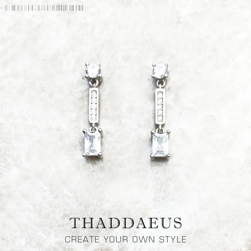 Angular Stone Ear Studs, Europe Graphic Jewelry in 925 Sterling Silver
