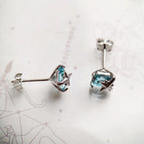 Aquamarine Stone Star Ear Studs 925 Silver
