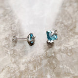 Aquamarine Stone Star Ear Studs 925 Silver