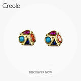 Colorful Stone Ear Studs in 925 Silver, Happiness & Freedom Jewelry