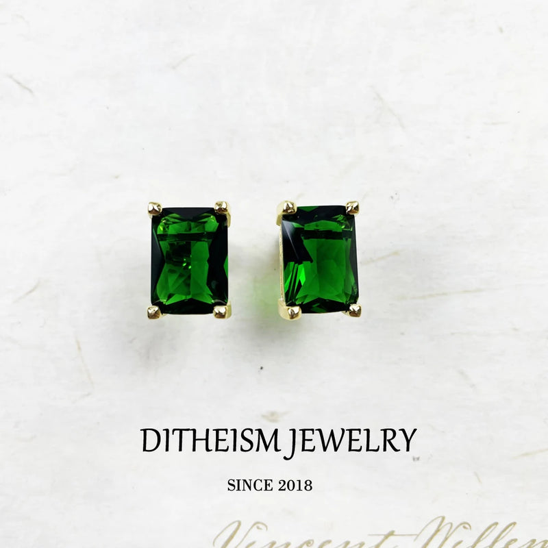 Green Zircon Stud Earrings in 925 Sterling Silver