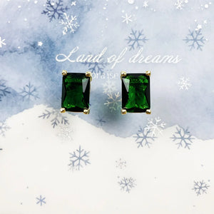 Green Zircon Stud Earrings in 925 Sterling Silver
