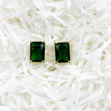 Green Zircon Stud Earrings in 925 Sterling Silver