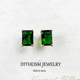 Green Zircon Stud Earrings in 925 Sterling Silver
