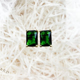Green Zircon Stud Earrings in 925 Sterling Silver