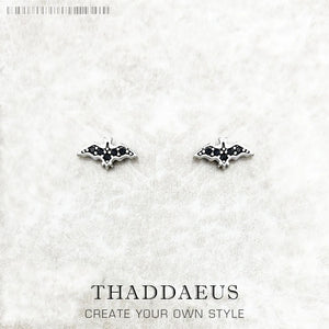 Moonless Night Bat Summer Earrings Vintage Style 925 Sterling Silver