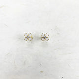 Pink Flower Ear Studs in 925 Sterling Silver - Romantic Women Jewelry