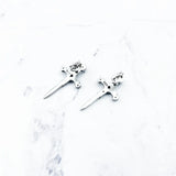 Sword Ear Studs 925 Silver Zirconia Vintage Gift