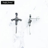 Sword Ear Studs 925 Silver Zirconia Vintage Gift