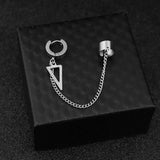 Stainless Steel Key Lock Blade Pendant Ear Clip Earring