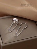 Retro S925 Sterling Silver Ear Clip Chain for Women