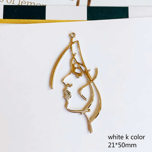 Alloy Metal Face K Plated Pendant Necklace Earring Accessories Charms