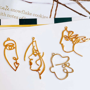 Alloy Metal Face K Plated Pendant Necklace Earring Accessories Charms