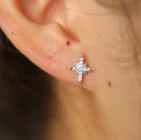 CZ Bar Stud Earrings 925 Silver Sparkling Bling Girls Jewelry