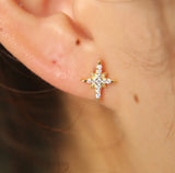 CZ Bar Stud Earrings 925 Silver Sparkling Bling Girls Jewelry