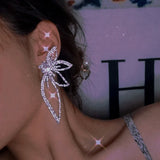 Zircon Wing Earrings Light Geometry Diamond Banquet Wedding Earrings