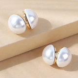 Double Sided Pearl Stud Earrings for Women
