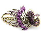 Retro Rhinestone Peacock Hair Pin Hair Fork Duckbill Clip Hair Jewelry