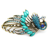 Retro Rhinestone Peacock Hair Pin Hair Fork Duckbill Clip Hair Jewelry
