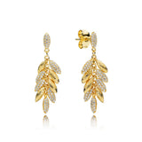 925 Silver Stud Earrings Yellow Zircon Wings Love Elegance