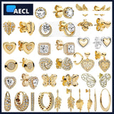 925 Silver Stud Earrings Yellow Zircon Wings Love Elegance