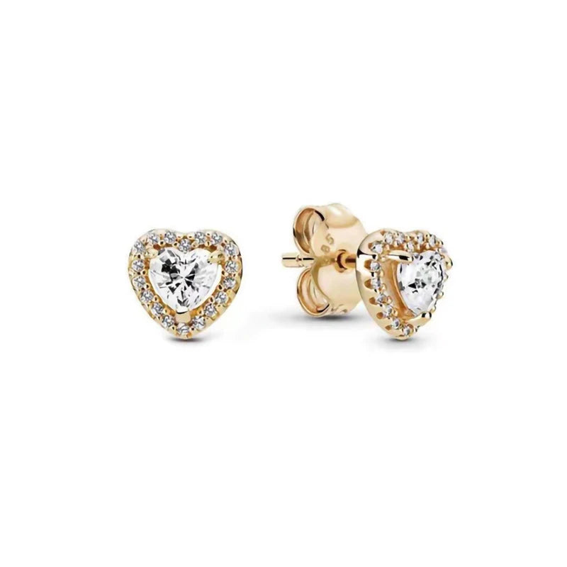 925 Silver Stud Earrings Yellow Zircon Wings Love Elegance