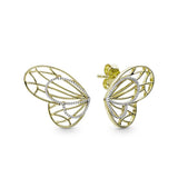 925 Silver Stud Earrings Yellow Zircon Wings Love Elegance