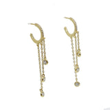 925 Sterling Silver Bridal Elegance Tassel Chain CZ Drop Charm Women Jewelry