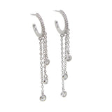 925 Sterling Silver Bridal Elegance Tassel Chain CZ Drop Charm Women Jewelry