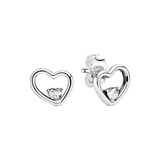 Double Hoop Earrings Clover Heart Diamond Round Earrings