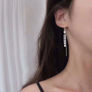Sterling Silver Spike Wheat Earrings with Pearls