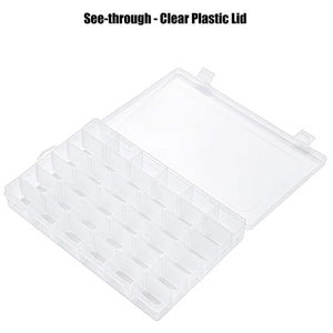 Earring Box Jewelry Storage 36 Compartments with Lid and Adjustable Partition