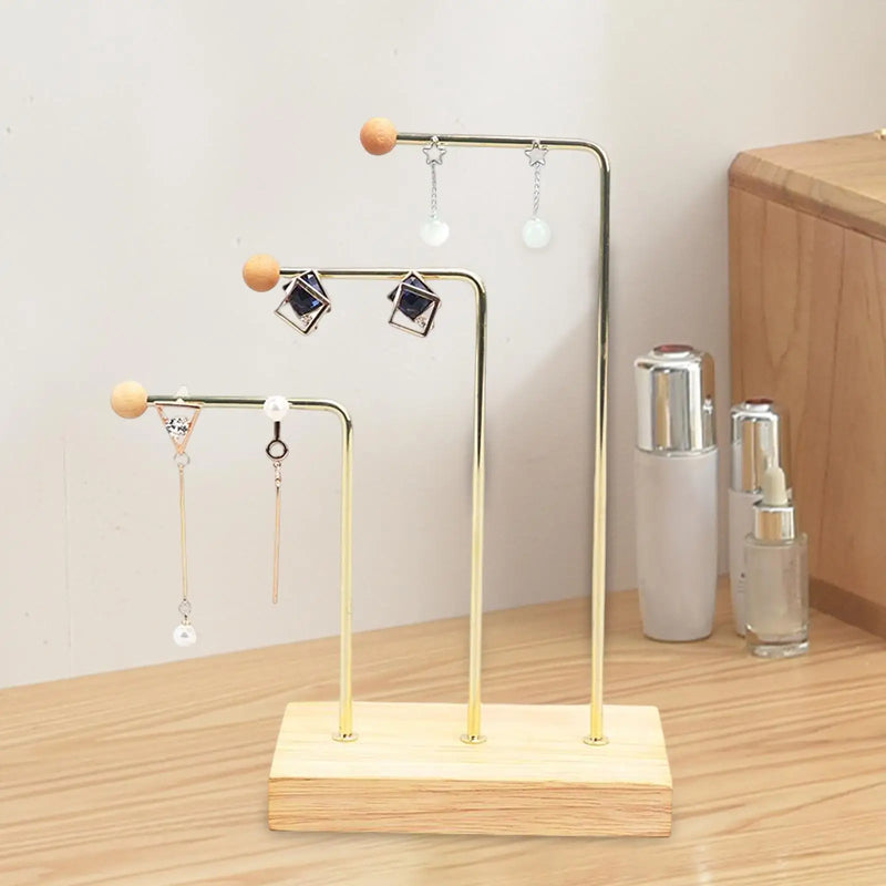Earring Bracelet Display Stand - Wood Base Jewelry Organizer