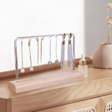 Wood & Acrylic Earring Display Stand w/ Base Storage