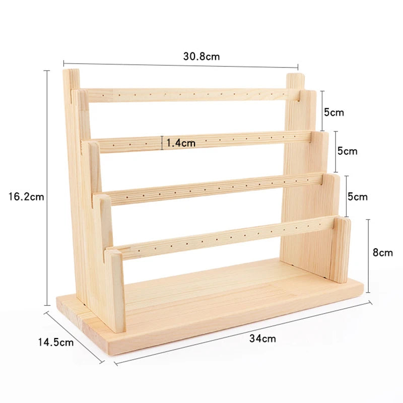 Wooden Earring Display Stand Jewelry Holder Organizer Rack